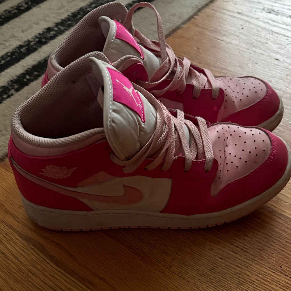 Pink and White High-Top Sneakers